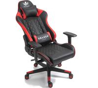 Kraken Chairs Helios Chaise de bureau ergonomique, chaise de bureau, chaise pivotante, fauteuil gaming, chaise gaming, jusqu'à 130 kg, noir/rouge
