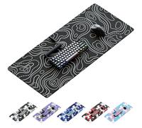 KRAKEN KEYBOARDS Drip Tapis de Souris de Jeu topographique Noir XXL - Tapis de Souris Professionnel Artisanal Noir - Tapis de Bureau de Jeu Noir - 91,4 x 40,6 cm (topographique Noir)
