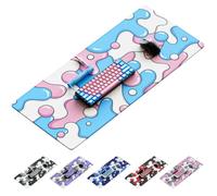 Kraken Keyboards Grand tapis de souris de jeu XXL rose et bleu, sous-main pour clavier et souris, tapis de souris épais et artisanal pour bureau (barbe à papa)