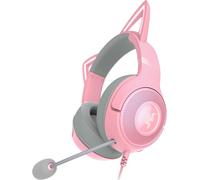 Kraken Kitty V2 - Casque Filaire Rgb Avec Oreilles De Chat (Eclairage Réactif Stream, Micro Cardioïde Hyperclear, Transducteurs Triforce 40Mm, Son Surround 7.1) Rose Quartz