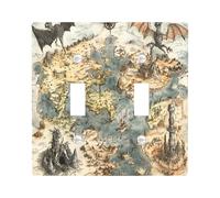 Kraken Plaque décorative pour interrupteur à double bascule, carte au trésor nautique des îles, plaque électrique pour décoration de chambre à coucher, salle de bain, Kraken vintage de taille standard