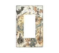 Kraken Plaque décorative pour interrupteur Motif carte au trésor nautique des îles 1 interrupteur à bascule unique pour décoration de chambre à coucher et salle de bain Kraken vintage taille standard