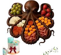Kraken Plateau de service nautique en bois pour charcuterie et pain sur le thème de l'océan, cadeau unique pour les amateurs de fruits de mer (B, taille S)
