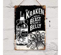 Kraken Rum Replica Vintage Tattoo Drink Tin Sign Metal Sign Metal Poster Metal Decor Metal Painting Wall Sticker Vintage TIN Sign 7.8 * 11.8 inch(L * W)