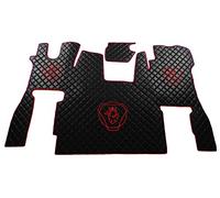 KRAM-TRUCK Tapis de Sol Matelassés et Brodés Compatible avec Scania S à Partir de 2017 Modèle avec Un Siège Passager Fixe avec Une Petite Béquille pour Un Sol en Mousse 10mm Couleur Fil Rouge Noir