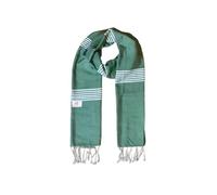 Krama Khmer foulard artisanal du Cambodge fait main vert et blanc