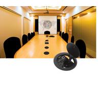 Kramer RTBUS-21 - Boîtier de table Multi-connexion rond avec couvercle à charnière pneumatique, noir, découpe de 110 mm