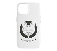 Krampus Cat Horror Xmas Illustration Horned Cat w Tongue Coque pour iPhone 14