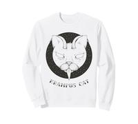 Krampus Cat Horror Xmas Illustration Horned Cat w Tongue Sweatshirt