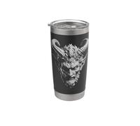 Krampus Tête de diable satanique sculptée à cornes sombres Gobelet isotherme en acier inoxydable double paroi