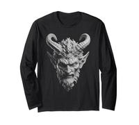 Krampus Tête de Diable satanique sculptée à Cornes Sombres Manche Longue