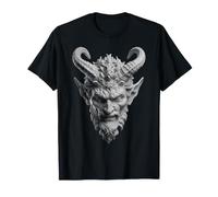 Krampus Tête de Diable satanique sculptée à Cornes Sombres T-Shirt