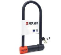 KRASER KR120L Antivol Moto en U Bloque Roue Robuste, Homologué SRA, Haute Sécurité Testée, Arceau 120x310mm ø18mm Double Fermeture, Serrure Anti-crochetage, Cadenas en U pour Scooter, Velo Electrique