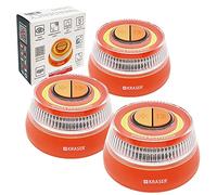 KRASER KR4V16NP3 Pack 3 Éclairage de Secours Voiture Signalisation Lumineuse Route, Lumière Urgence Gyrophare LED Intensité, Homologué Balise de Secours Magnétique, Autonome Compacte + Lampe de Poche