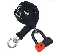 KRASER KR50+120L Antivol Moto Bloque Disque Mini U Homologué SRA + Chaine Haute Sécurité Acier Massif Boucle, Kit Sécurité pour Moto Velo Parking Garage, Boucle Multifonctionnelle, Longueur 120cm Ø10