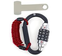 KRASER KR723B Cadenas Casque Moto Mousqueton Antivol, Serrure à Combinaison, Adaptateur T Boucle, Câble Sécurité Anti Vol a Code, Universel Vélo Électrique, Bagages, Attache Sac à Dos, Multifonction