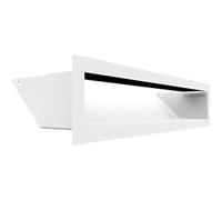 Grille de ventilation KRATKI AIR | Grille d'air chaud 9 x 40 cm | Blanc | Grille d'extraction pour ventilation de cheminée | Prise d'air à un angle de 45 degrés | résistant à la surchauffe