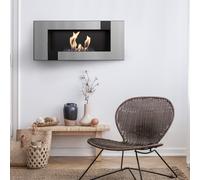 KRATKI Cheminée bio DELTA2 | 400 x 900 cm | Conteneur de 0,5 L | Qube | sans vitrage | Cheminée éthanol murale | Idéal pour la maison, le salon ou la chambre | Testé TÜV - Rhénanie