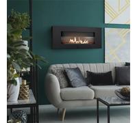 Cheminée Bio KRATKI Delta Flat avec vitrage | 400 x 900 cm | Conteneur de 0,4 L | Noir | Cheminée Murale | Idéal pour la Maison, Le Salon ou la Chambre | Testé TÜV - Rhénanie