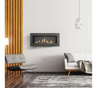 Cheminée éthanol KRATKI DELTA SLIM sans vitrage cheminée à suspendre en véritable coupe-feu certificat TÜV Dimensions en cm: L90xH40 x P10,30 volume du réservoir 400ml longueur de la ligne de tir 50cm