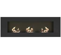 KRATKI Delta 3 Cheminée d'Intérieur Bio Ethanol | pour Installation Murale ou Encastrement d'angle l Récipient Bio 0.6 l, Certifié TÜV | Acier, 40 x 120 cm, Noir
