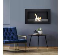 KRATKI Golf 2 Cheminée au bioéthanol d'intérieur + Galets + Entonnoir + Set d'aromathérapie Bioconteneur Mural 0,2 l Acier Enduit de Poudre certifié TÜV avec vitrage 36 x 62 cm