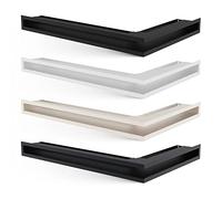 KRATKI Grille de ventilation pour cheminées Grille d'angle gauche avec une entrée d'air couverte à 45 degrés Acier enduit de poudre 80x40x9cm Noir
