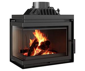 Kratki - Insert Cheminée en Fonte Simple Gauche 8 KW - Ø200 - Double Vitrage, Vue Panoramique, Ecodesign & BImSchV2, Chauffage Bois Performant
