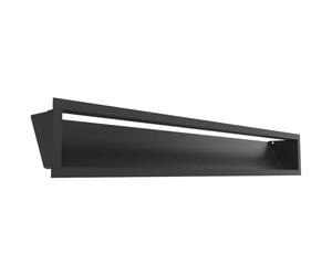 Kratki LUFT Grille de ventilation 12x80 cm étroite noire - Grille métallique pour cheminées et installations de chauffage, inclinée à 45°, pour montage mural, fonctionnelle et décorative