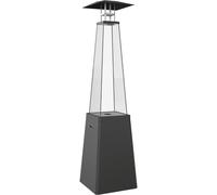 KRATKI Umbrella Gas Heater 12 KW for The Garden Propane Butane G30 / 50 mbar Black Steel and Glass Set with One Pipe and Reducer