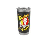 Kratom Is My Coffee Exotic Tea Lovers Tête de mort 3ème œil Gobelet isotherme en acier inoxydable double paroi