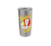Kratom Is My Coffee Exotic Tea Lovers Tête de mort 3ème œil Gobelet isotherme en acier inoxydable double paroi
