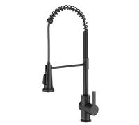 Kraus Britt KPF-1691MB Robinet de Cuisine à poignée Unique rétractable de Style Commercial, Noir Mat