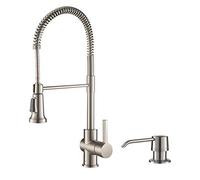 Kraus KPF-1690SFS-KSD-31SFS Britt Robinet de cuisine en acier inoxydable pré-rinçage avec plateau et distributeur de savon