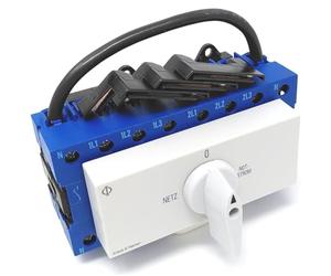 Kraus & Naimer KA63B T904 VE2 +F437 Commutateur 4 broches 63 A avec position réseau 0 électricité de secours Fixation à pression Interrupteur de charge Interrupteur poussoir