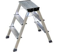 Krause Krause Rolly - Stufenleiter - 3 Stufen - 2 Abschnitte 130068 aluminium Marchepied double pliable Hauteur de travail (max.): 2.65 m argent 2.4 kg