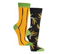 krautwear Lot de 2 paires de bas à motifs multicolores pour homme et femme 30 ans Idée cadeau, Banane, 36-41