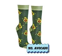 krautwear Lot de 2 paires de chaussettes amusantes à motifs colorés en coton pour homme et femme, avocado, 42-47