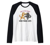 Krav Maga Chat d'autodéfense Amusant pour Chaton Arts Martiaux Manche Raglan