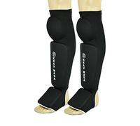 Krav Maga Deluxe Paire de protège-genoux, tibias et cou-de-pied élastiques Noir, Noir , L