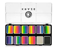 Kraze FX Neon Pop Palette de gâteau 1 temps avec 12 parties (6 g) avec 2 pinceaux - Kit de peinture professionnel UV Glow Blacklight Reactive Body & Face Painting Kit, Activé par l'eau,