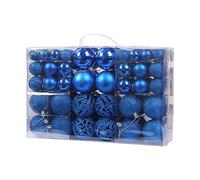 KRDPMV Lot de 100 boules de Noël, ornements colorés, ensemble de balles, décorations d'arbres de Noël suspendus, pour fiançailles, anniversaire, intérieur, bleu