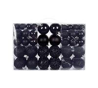 KRDPMV Lot de 100 boules de Noël, ornements colorés, ensemble de balles, décorations d'arbres de Noël suspendus, pour fiançailles, anniversaire, intérieur, noir