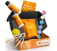 KreaBella Kit de poterie pour débutants 17 pièces en céramique et modelage avec outils, couleurs et argile - Mini kit de poterie avec peinture acrylique, pinceau, pâte d'argile et accessoires