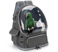 Kreachur Sac à Dos de Transport pour Oiseaux avec perchoir, Plateau et fenêtre Transparente Respirante, Cage de Voyage pour calopsitte, caïque, Conure, Quaker, pour vétérinaire, Camping, randonnée