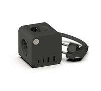 Kreafunk - Multiprise Design Ampie Wired - 3 Prises EU, 2 Ports USB-C, 2 Ports USB-A, Cable 1,8m, Station d'alimentation Compacte et Moderne pour la Maison ou Le Bureau (Black)