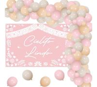 kreat4joy Cielito Lindo Décoration de fête rose, Cielito Lindo Talavera Papel Picado Toile de fond en latex pour arche de ballons Rose pour fille femme Fiesta Mexicaine Anniversaire Baby Shower