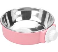 KREATE HORD Bol amovible en acier inoxydable -Pendus en acier Animaux Cage Alimentation et eau Coop Tasse pour poupées chat rose