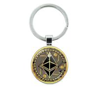 KREATIONS Bitcoin Porte-clés cabochon en verre et métal, Orange (12), S