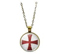 KREATIONS Collier templier en forme de croix temporelle avec pendentif en verre et pierre précieuse, Klein, Métal non précieux, Pas de gemme